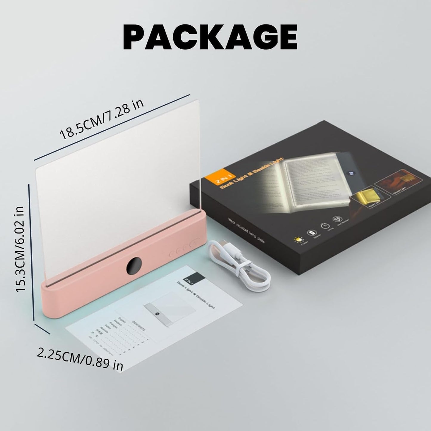 Rechargeable LED Book Reading Light – Flat Panel Reading Lamp with USB Charging, 3 Color Modes, Timer & Eye Protection