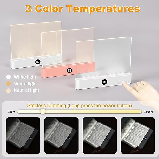 Rechargeable LED Book Reading Light – Flat Panel Reading Lamp with USB Charging, 3 Color Modes, Timer & Eye Protection