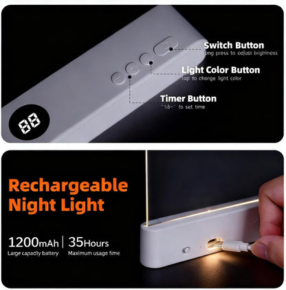 Rechargeable LED Book Reading Light – Flat Panel Reading Lamp with USB Charging, 3 Color Modes, Timer & Eye Protection